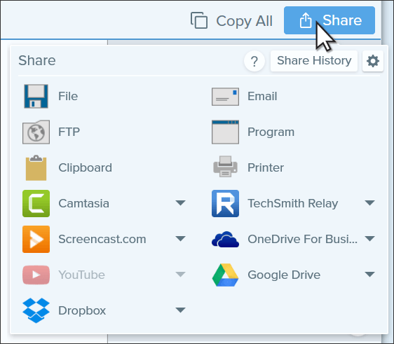 snagit 2018 for mac evernote vanished from share menu